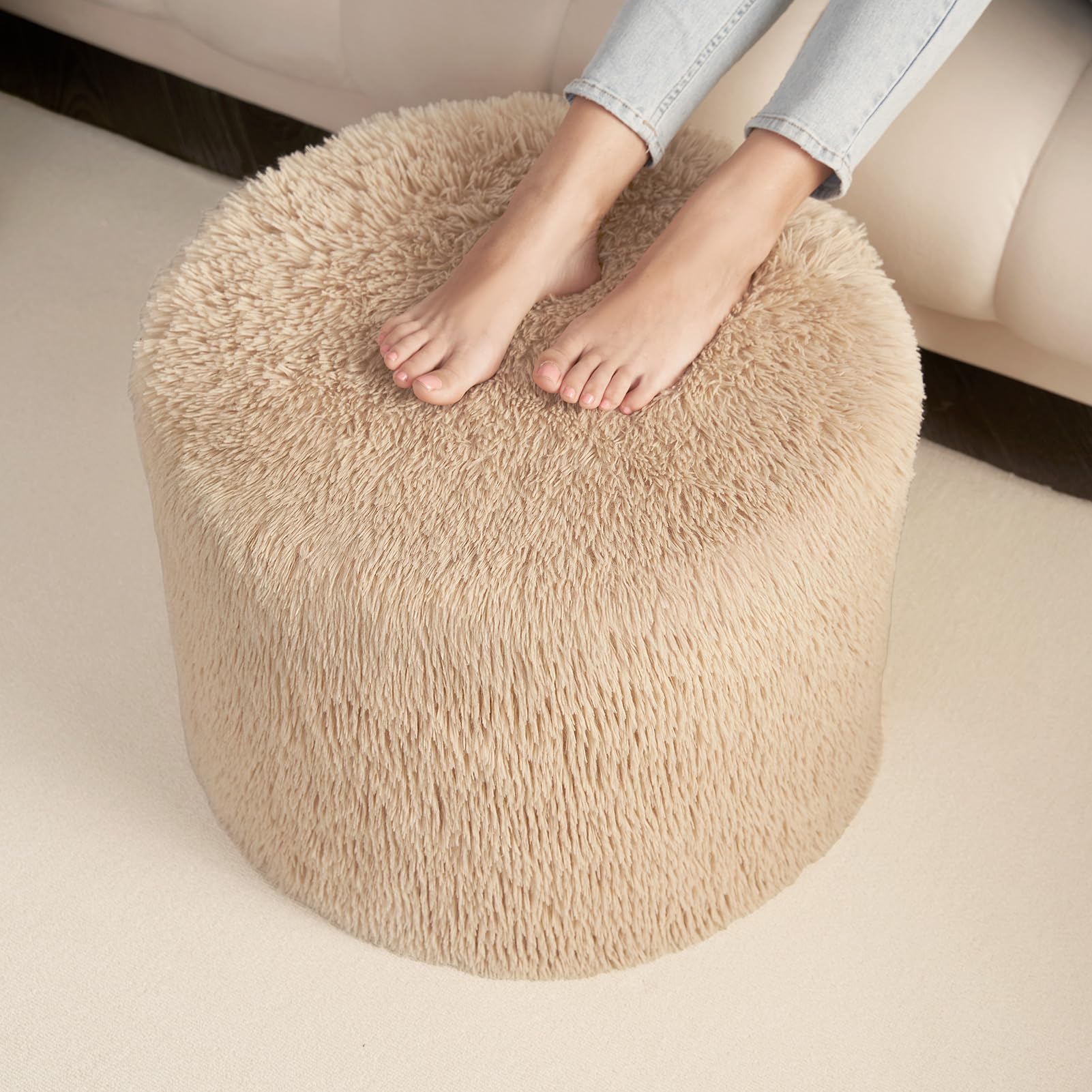 Amazon.com: Hansleep Round Pouf Ottoman Foot Rest, Footstool, 17 x